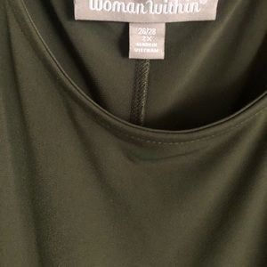 WomenWithin,hunter green,midi dress, peek shoulder